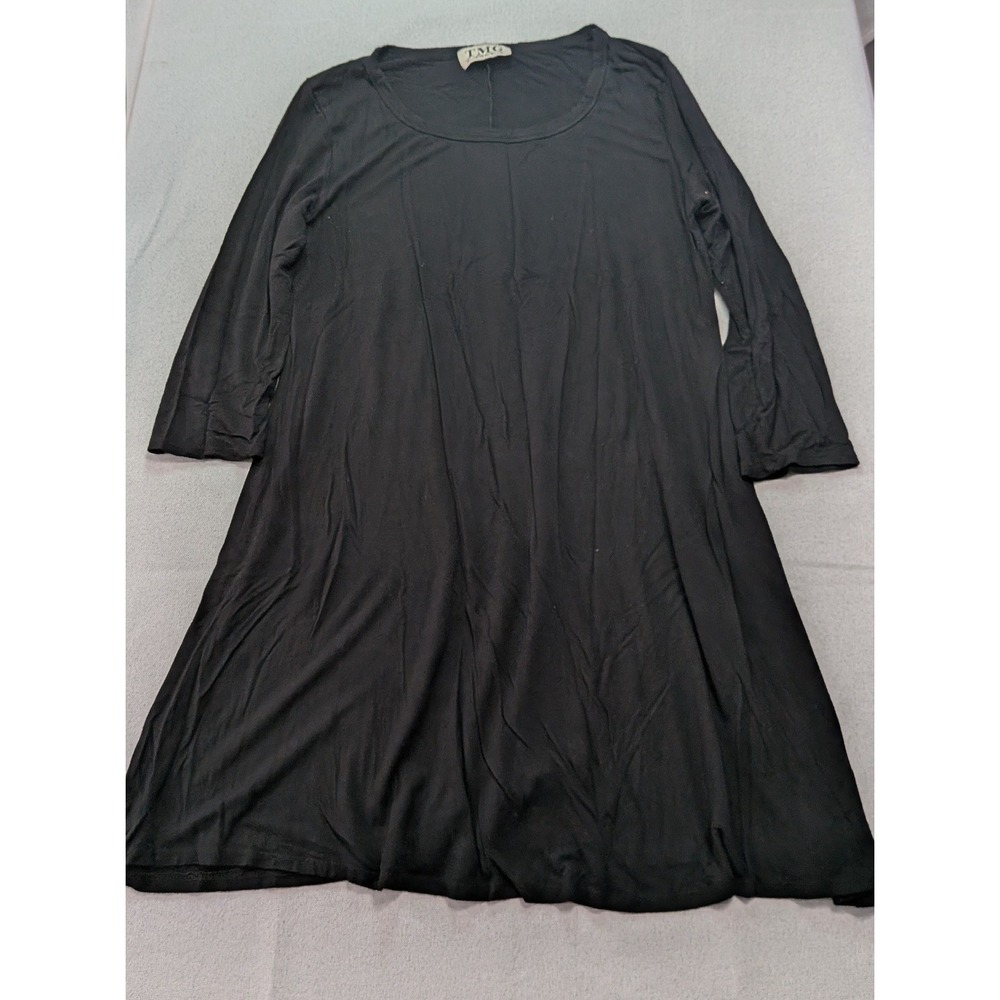 TMG New York Tunic Top Womens Small Black Long Sleeve A-Line Scoop Neck